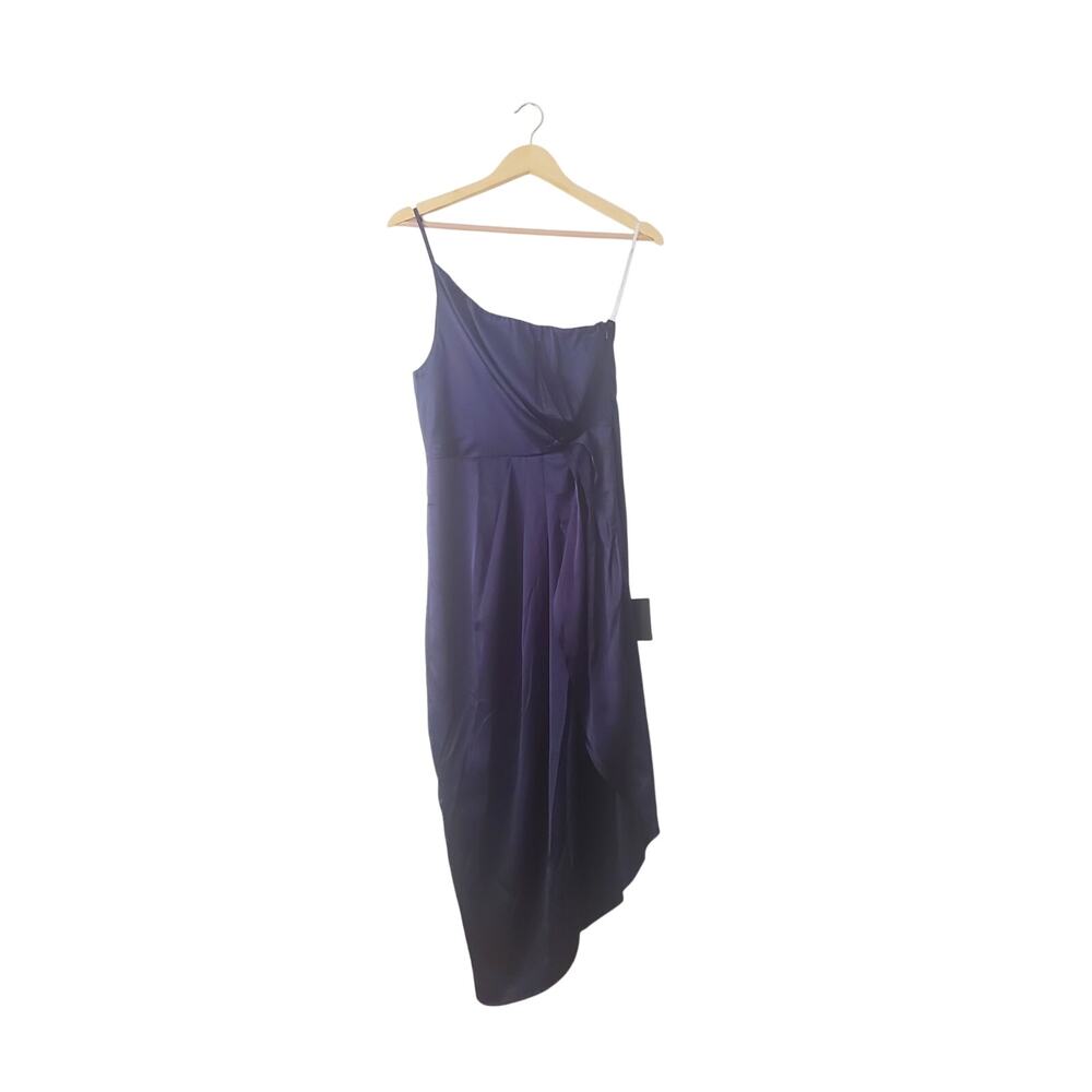 Lulus NWT Law of Attraction Blue One-Shoulder Asymmetrical Midi Dress Size M